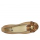 Ballerina da donna con fiore in pelle color cuoio e oro tacco 2 - Misure disponibili: 42