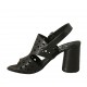 Sandale pour femmes en cuir perforé noir talon 7 - Pointures disponibles:  32, 33, 34, 42, 43, 44, 45