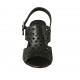 Sandale pour femmes en cuir perforé noir talon 7 - Pointures disponibles:  32, 33, 34, 42, 43, 44, 45