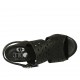 Sandale pour femmes en cuir perforé noir talon 7 - Pointures disponibles:  32, 33, 34, 42, 43, 44, 45