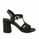 Sandale pour femmes avec courroie en cuir noir talon 7 - Pointures disponibles:  32, 33, 34, 42, 43, 45