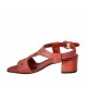 Woman's sandal in red pierced leather heel 4 - Available sizes:  32, 34, 43, 44, 45