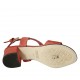 Woman's sandal in red pierced leather heel 4 - Available sizes:  32, 34, 43, 44, 45