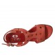 Woman's sandal in red pierced leather heel 4 - Available sizes:  32, 34, 43, 44, 45