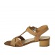 Sandalo da donna con cinturino in pelle color cuoio tacco 3 - Misure disponibili: 33, 34, 42, 43, 44, 45