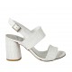Sandalo da donna con cinturino in pelle stampata bianca tacco 7 - Misure disponibili: 32, 44, 45