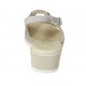 Sandale pour femmes en daim gris et lamé imprimé argent avec accessoire multicouleur talon compensé 4 - Pointures disponibles:  42, 43, 44, 45