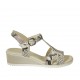 Sandale avec courroie pour femmes en cuir imprimé multicouleur talon compensé 4 - Pointures disponibles:  42, 43