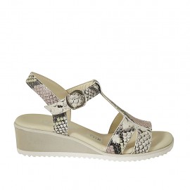 Sandale avec courroie pour femmes en cuir imprimé multicouleur talon compensé 4 - Pointures disponibles:  42, 43