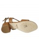 Sandale pour femmes en cuir perforé brun clair talon 4 - Pointures disponibles:  33, 42, 43, 44