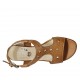 Sandale pour femmes en cuir perforé brun clair talon 4 - Pointures disponibles:  33, 42, 43, 44