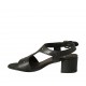 Sandale pour femmes en cuir perforé noir talon 4 - Pointures disponibles:  32, 33, 34, 42, 43, 44, 45