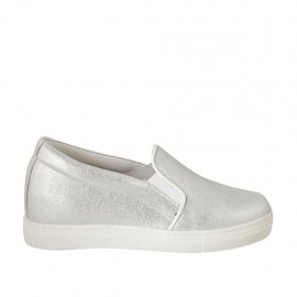 Damenschuh mit Gummibändern aus silbernem laminiertem Leder Keilabsatz 2 - Verfügbare Größen:  32, 33, 34, 42, 43, 44, 45