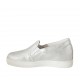 Woman's shoe with elastic bands in silver laminated leather wedge heel 2 - Available sizes:  32, 33, 34, 42, 43, 44, 45