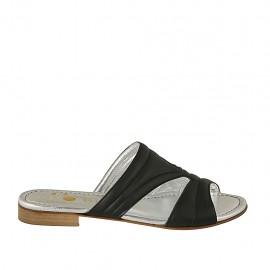 Sabot aperto da donna in pelle nera tacco 2 - Misure disponibili: 43, 44, 46