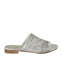Sabot aperto da donna in pelle argento tacco 2