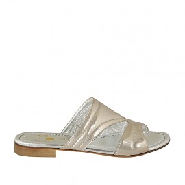 Offene Damenpantoletten aus platinbronzefarbenem laminiertem Leder Absatz 2 - Verfügbare Größen:  42, 43, 44, 45, 46