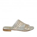 Offene Damenpantoletten aus platinbronzefarbenem laminiertem Leder Absatz 2