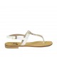 Woman's flip-flop sandal in white leather with rhinestones heel 2 - Available sizes:  45, 46