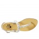 Woman's flip-flop sandal in white leather with rhinestones heel 2 - Available sizes:  45, 46