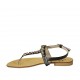 Sandalo infradito da donna con pietre in pelle nera tacco 2 - Misure disponibili: 42, 44