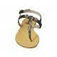 Sandalo infradito da donna con pietre in pelle nera tacco 2 - Misure disponibili: 42, 43, 44, 46