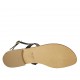 Sandalo infradito da donna con pietre in pelle nera tacco 2 - Misure disponibili: 42, 43, 44, 46