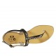 Sandalo infradito da donna con pietre in pelle nera tacco 2 - Misure disponibili: 42, 43, 44, 46