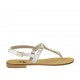 Sandalo infradito da donna con pietre in pelle argento tacco 2 - Misure disponibili: 42, 43, 44, 45, 46