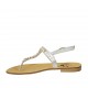 Sandalo infradito da donna con pietre in pelle argento tacco 2 - Misure disponibili: 42, 43, 44, 45, 46