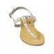 Sandalo infradito da donna con pietre in pelle argento tacco 2 - Misure disponibili: 42, 43, 44, 45, 46