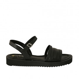 Sandalo da donna con cinturino in pelle nera zeppa 3 - Misure disponibili: 42, 43, 44, 46