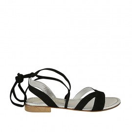 Sandalo da donna con laccio in camoscio nero tacco 2 - Misure disponibili: 42, 43, 44, 45, 46