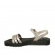 Sandalo da donna con cinturino in pelle laminata platino zeppa 3 - Misure disponibili: 42, 43, 44, 45, 46