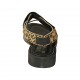 Sandalo da donna con elastico e velcro in camoscio maculato zeppa 3 - Misure disponibili: 42, 43, 44, 45, 46