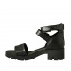 Scarpa aperta da donna con cerniera e fibbie in pelle nera tacco 5 - Misure disponibili: 42, 43, 45