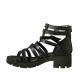 Scarpa aperta da donna con cerniera e cinturini in pelle nera tacco 5 - Misure disponibili: 42, 43, 44