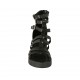 Chaussure ouverte pour femmes avec fermeture éclair et courroies en cuir noir talon 5 - Pointures disponibles:  42
