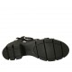 Zapato abierto para mujer con cremallera y cinturones en piel negra tacon 5 - Tallas disponibles:  42