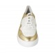 Chaussure sportif à lacets pour femmes en cuir blanc et cuir lamé or talon compensé 4 - Pointures disponibles:  42, 43, 44, 45