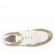 Chaussure sportif à lacets pour femmes en cuir blanc et cuir lamé or talon compensé 4 - Pointures disponibles:  42, 43, 44, 45