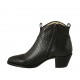 Botines para mujer con cremallera en piel y piel perforada negra tacon 5 - Tallas disponibles:  45
