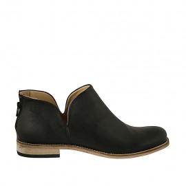 Stivaletto da donna con cerniera in pelle nera tacco 2 - Misure disponibili: 42, 43, 45, 46