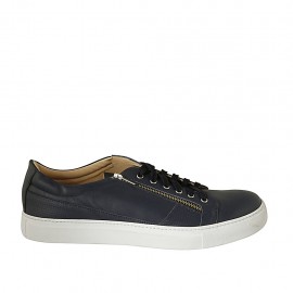 Scarpa stringata da uomo con plantare estraibile in pelle blu - Misure disponibili: 47, 48, 49, 50