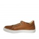 Scarpa stringata da uomo con plantare estraibile in pelle e pelle forata color cuoio - Misure disponibili: 47, 48, 49, 50