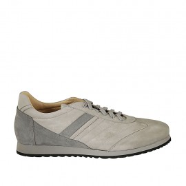 Scarpa stringata da uomo con plantare estraibile in pelle e camoscio grigio - Misure disponibili: 47, 48, 49, 50