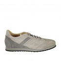 Scarpa stringata da uomo con plantare estraibile in pelle e camoscio grigio