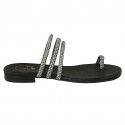 Sabot infradito con borchie da donna in pelle grigia tacco 1