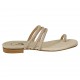 Woman's thong mules with studs in beige leather heel 1 - Available sizes:  33, 34, 42, 43, 44