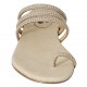 Woman's thong mules with studs in beige leather heel 1 - Available sizes:  33, 34, 42, 43, 44